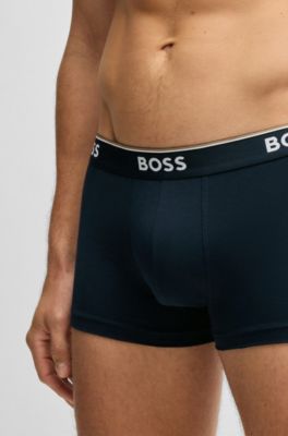 Three-pack of logo-waistband trunks in stretch cotton, Patterned
