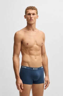 Three-pack of logo-waistband trunks in stretch cotton, Patterned