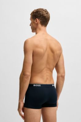 Three-pack of logo-waistband trunks in stretch cotton, Patterned