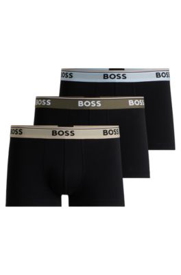 Three-pack of logo-waistband trunks in stretch cotton, Patterned