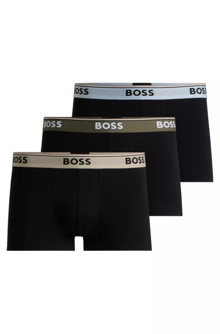 Three-pack of logo-waistband trunks in stretch cotton