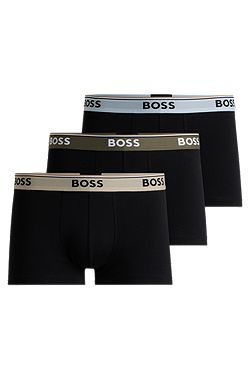 Lot de trois boxers courts en coton stretch avec taille logotée
