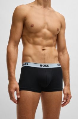 Three-pack of logo-waistband trunks in stretch cotton, Patterned