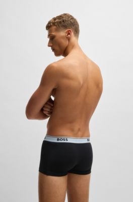 Three-pack of logo-waistband trunks in stretch cotton, Patterned