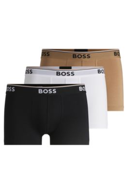 Three-pack of logo-waistband trunks in stretch cotton, Patterned