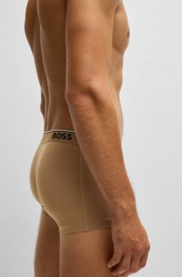 Three-pack of logo-waistband trunks in stretch cotton, Patterned