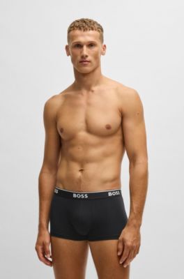 Three-pack of logo-waistband trunks in stretch cotton, Patterned