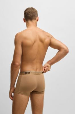 Three-pack of logo-waistband trunks in stretch cotton, Patterned