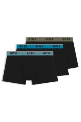Three-pack of logo-waistband trunks in stretch cotton, Patterned