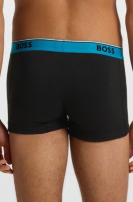 Three-pack of logo-waistband trunks in stretch cotton, Patterned