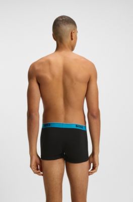 Three-pack of logo-waistband trunks in stretch cotton, Patterned