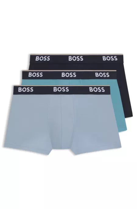 Three-pack of logo-waistband trunks in stretch cotton