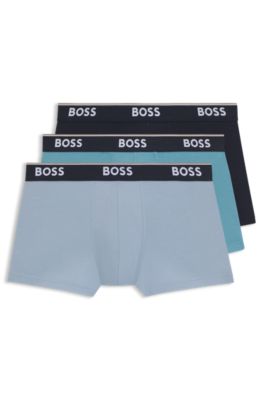 Lot de trois boxers courts en coton stretch avec taille logot&eacute;e, Fantaisie