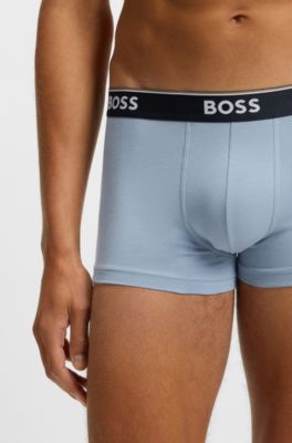 Lot de trois boxers courts en coton stretch avec taille logot&eacute;e, Fantaisie