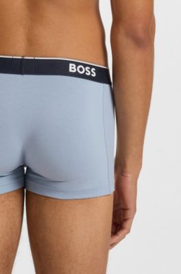 Lot de trois boxers courts en coton stretch avec taille logot&eacute;e, Fantaisie