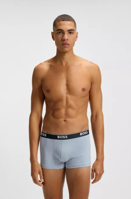 Three-pack of logo-waistband trunks in stretch cotton
