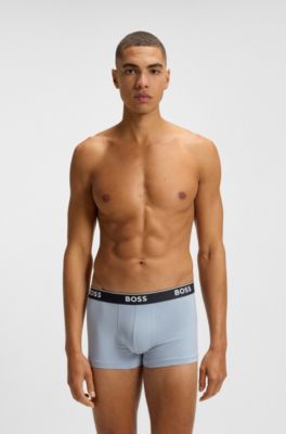Lot de trois boxers courts en coton stretch avec taille logot&eacute;e, Fantaisie