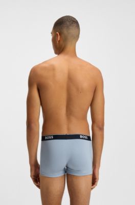 Lot de trois boxers courts en coton stretch avec taille logot&eacute;e, Fantaisie