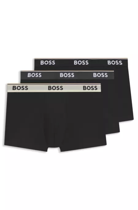 Three-pack of logo-waistband trunks in stretch cotton