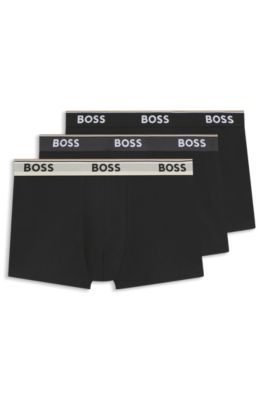 Three-pack of logo-waistband trunks in stretch cotton, Patterned