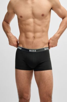 Lot de trois boxers courts en coton stretch avec taille logot&eacute;e, Fantaisie
