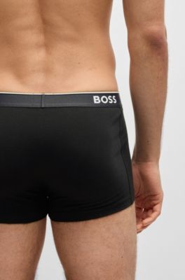 Lot de trois boxers courts en coton stretch avec taille logot&eacute;e, Fantaisie