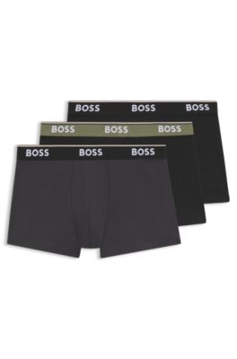 Three-pack of logo-waistband trunks in stretch cotton, Patterned