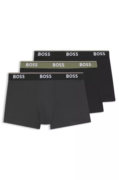 Three-pack of logo-waistband trunks in stretch cotton