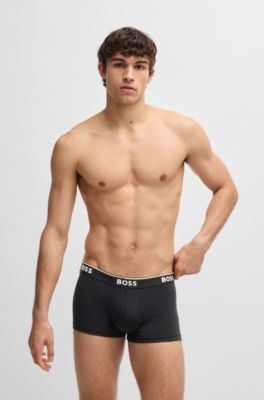 Three-pack of logo-waistband trunks in stretch cotton, Patterned