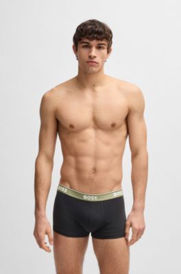 Three-pack of logo-waistband trunks in stretch cotton, Patterned