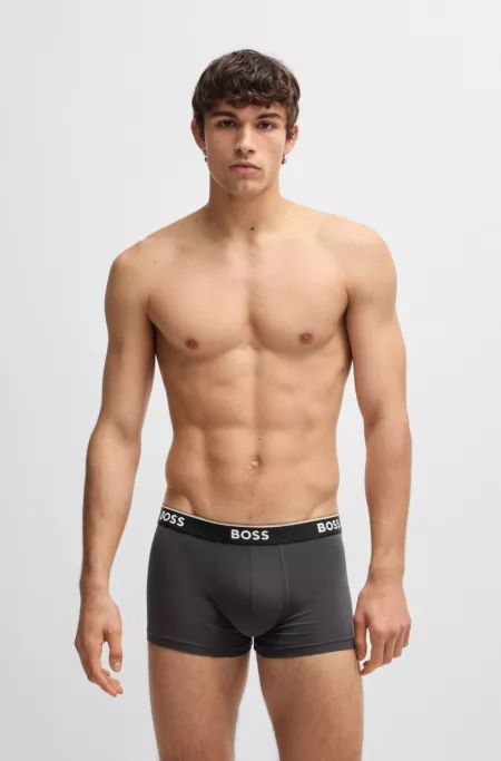 Three-pack of logo-waistband trunks in stretch cotton