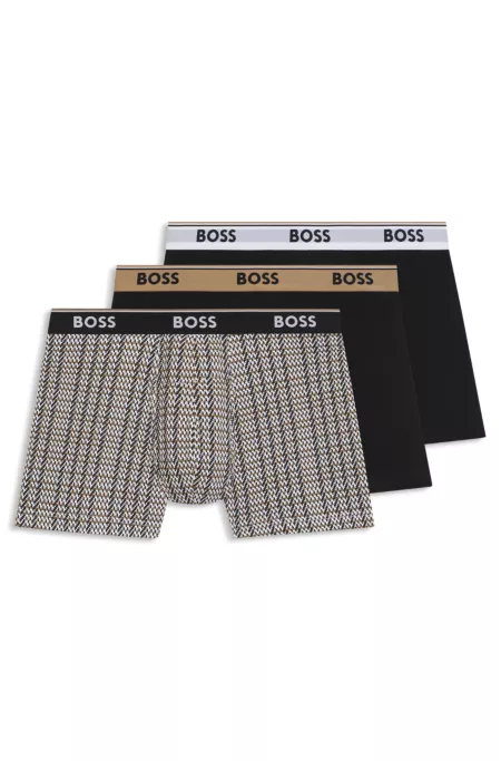 Three-pack of logo-waistband boxer briefs in stretch cotton