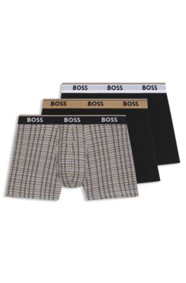 Paquete de tres calzoncillos b&oacute;xer en algod&oacute;n el&aacute;stico con logos, Fantas&iacute;a