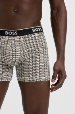 Paquete de tres calzoncillos b&oacute;xer en algod&oacute;n el&aacute;stico con logos, Fantas&iacute;a