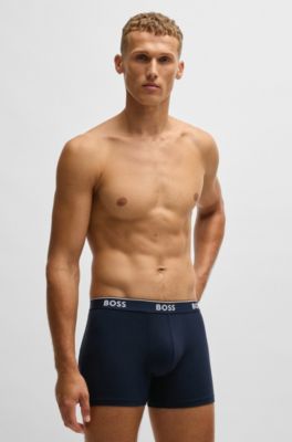 Paquete de tres calzoncillos b&oacute;xer en algod&oacute;n el&aacute;stico con logos, Fantas&iacute;a