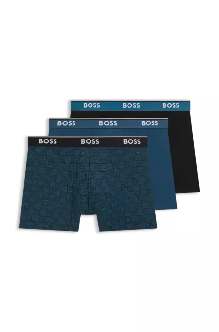 Three-pack of logo-waistband boxer briefs in stretch cotton