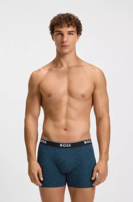 Three-pack of logo-waistband boxer briefs in stretch cotton