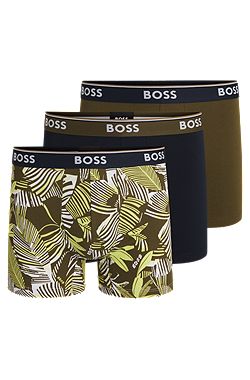 Lot de trois boxers longs en coton stretch avec logos