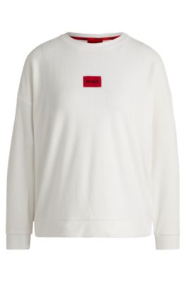 HUGO - Sweatshirt with red logo label - White