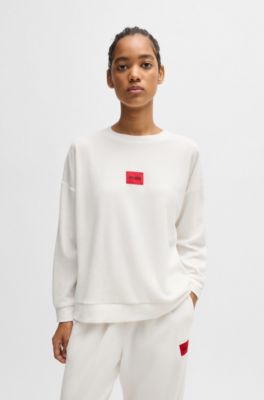HUGO - Sweatshirt with red logo label - White