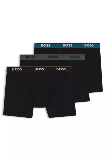 Three-pack of logo-waistband boxer briefs in stretch cotton