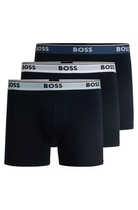 Three-pack of logo-waistband boxer briefs in stretch cotton