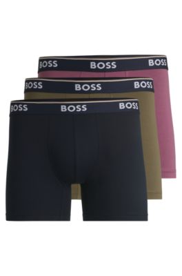 Paquete de tres calzoncillos b&oacute;xer en algod&oacute;n el&aacute;stico con logos, Fantas&iacute;a