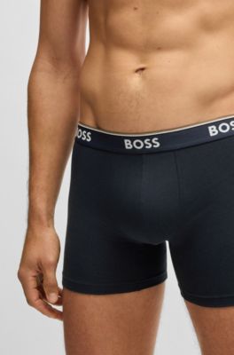 Paquete de tres calzoncillos b&oacute;xer en algod&oacute;n el&aacute;stico con logos, Fantas&iacute;a