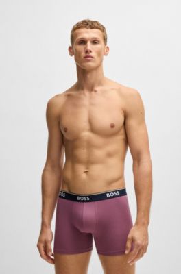 Paquete de tres calzoncillos b&oacute;xer en algod&oacute;n el&aacute;stico con logos, Fantas&iacute;a