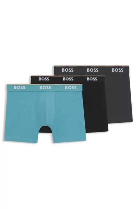 Three-pack of logo-waistband boxer briefs in stretch cotton