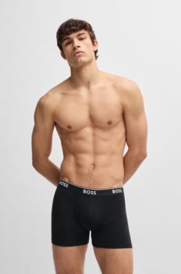 Paquete de tres calzoncillos b&oacute;xer en algod&oacute;n el&aacute;stico con logos, Fantas&iacute;a