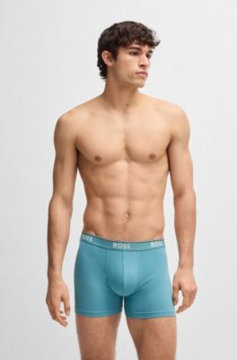 Three-pack of logo-waistband boxer briefs stretch cotton