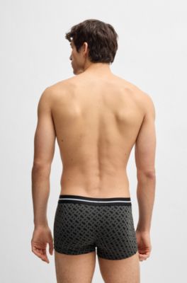 Paquete de tres calzoncillos de algod&oacute;n el&aacute;stico en dise&ntilde;os lisos y con monogramas , Fantas&iacute;a