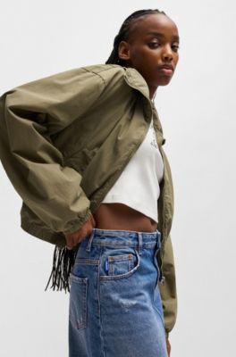 Denim midi skirt with front slit, Blue